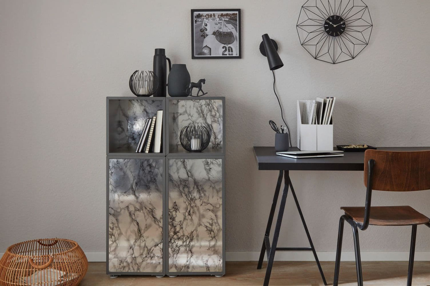 Metallic Chrome Marble Adhesive Back Vinyl Wrap (347-8035) 67cm x 1.5m