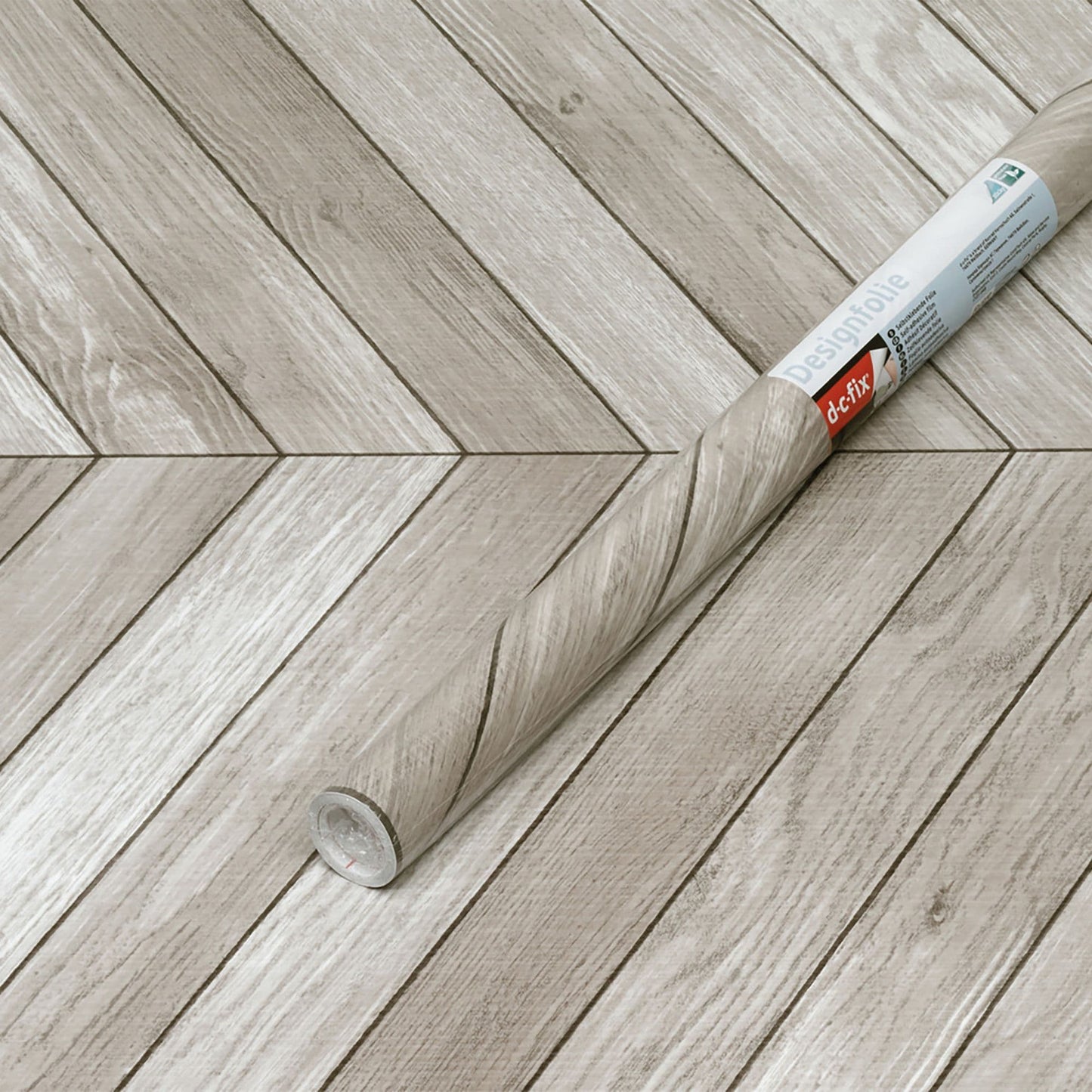 Chevron Grey Wood Sticky Back Vinyl Self-Adhesive Woodgrain for Furniture & Surfaces