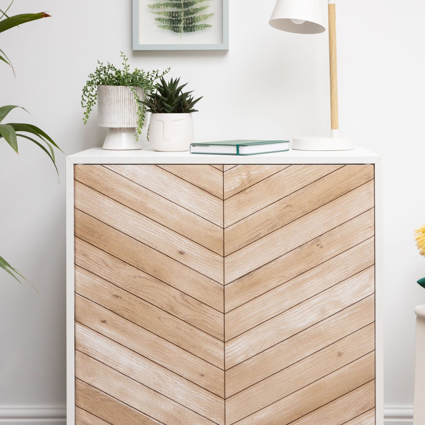 Chevron Wood Sticky Back Vinyl Self-Adhesive Woodgrain for Furniture & Surfaces