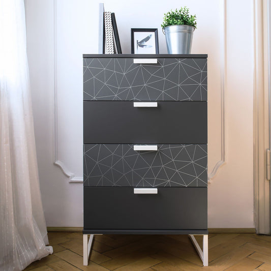45cm Tico Silver Geometric  Sticky Vinyl Fablon (200-3259) from 1 to 15m long
