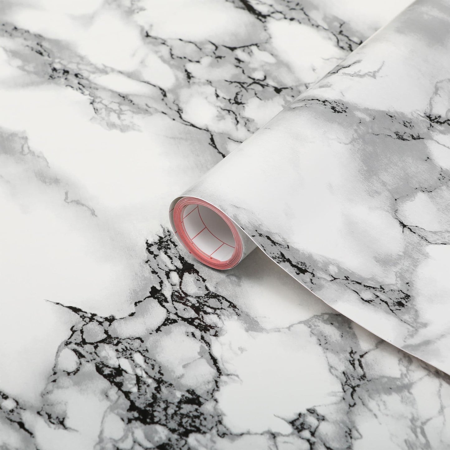 45cm x 2m White Black Marble Print Sticky Back Vinyl (346-0047)