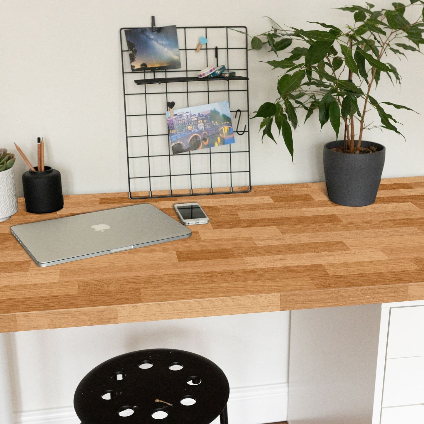 Modern Butchers Block Sticky Back Vinyl Self-Adhesive Woodgrain for Furniture & Surfaces