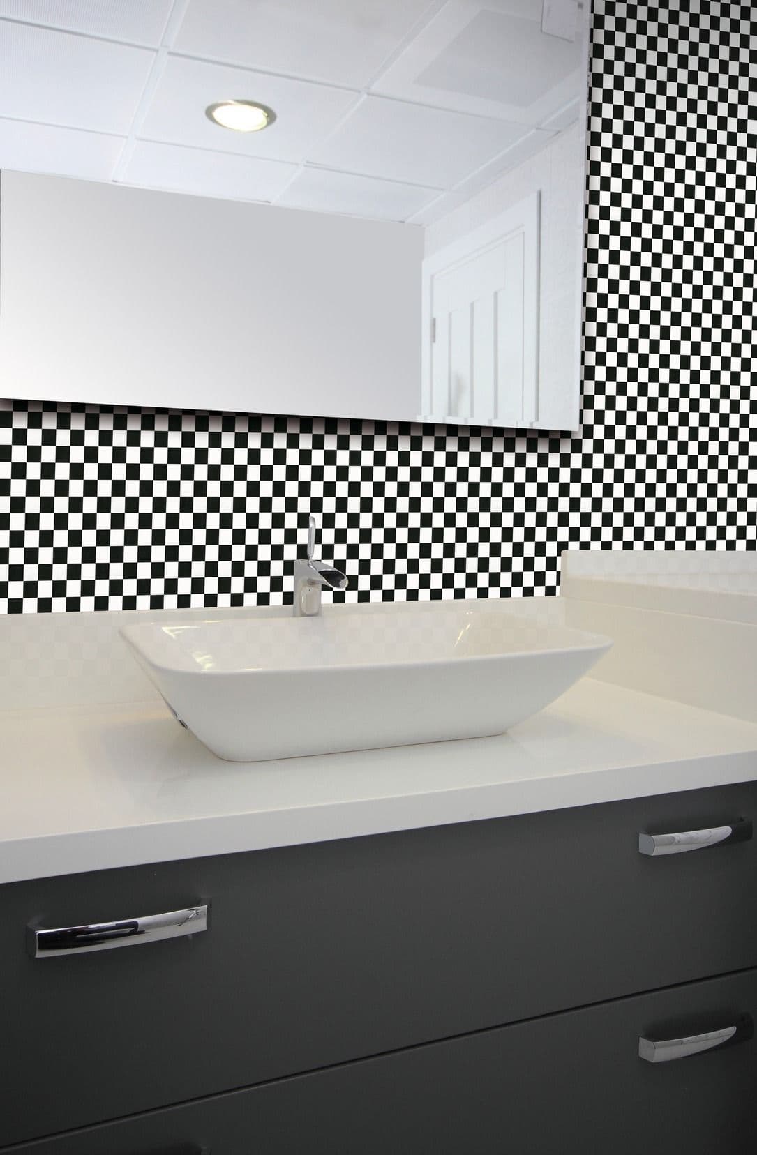 Monaco Chequered Print Sticky Vinyl (346-0356) 45cm x 2m
