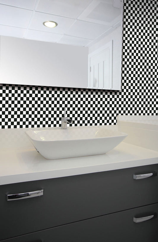 Monaco Chequered Print Sticky Vinyl (346-0356) 45cm x 2m